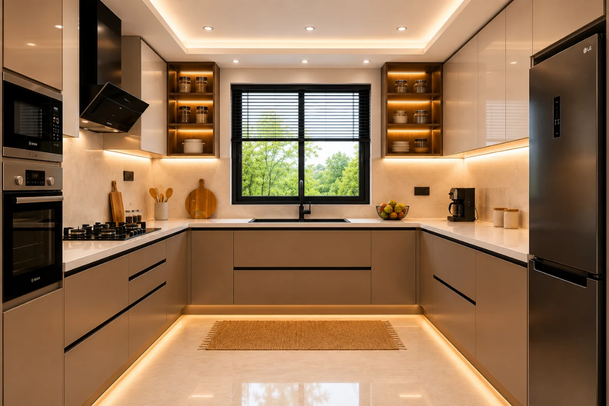 U-Shaped Modular kitchen Design