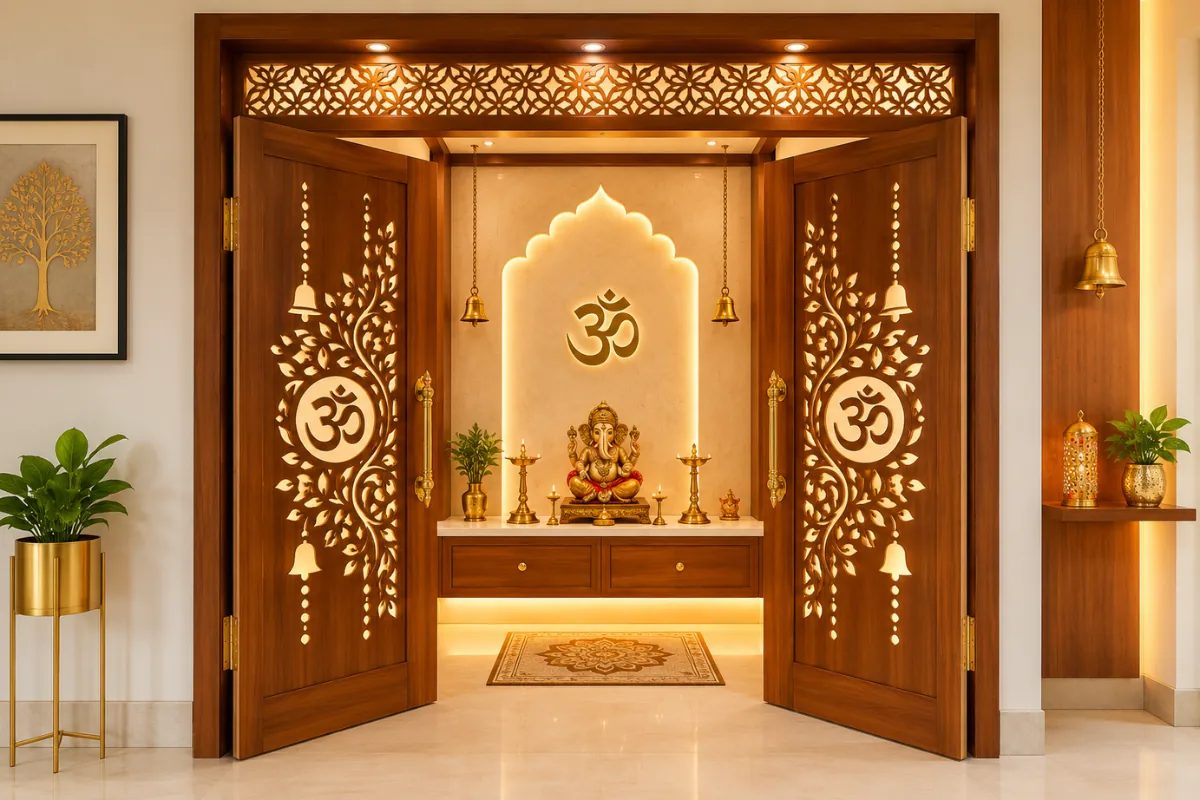 Wooden Pooja room Door Design