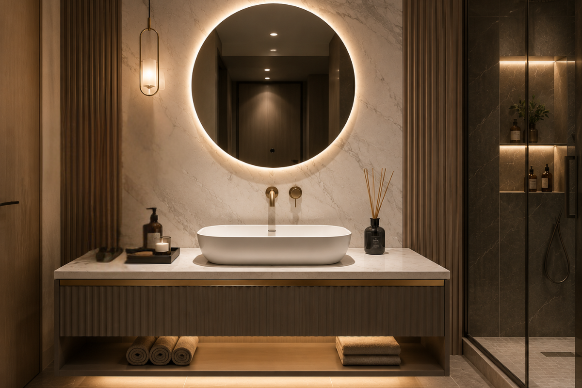 table top washbasin vanity design for bathroom