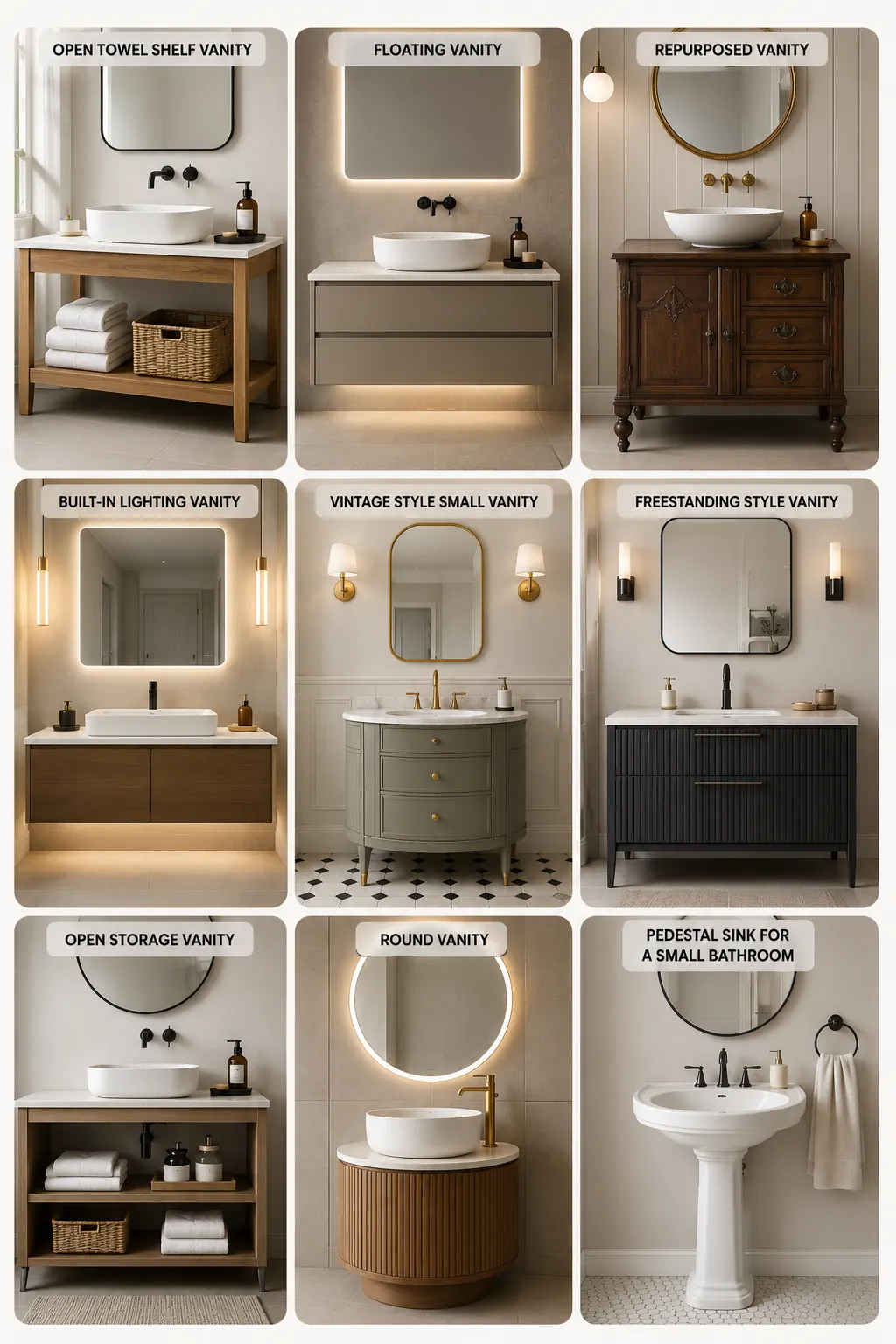 types of vanity design for a small bathrooms