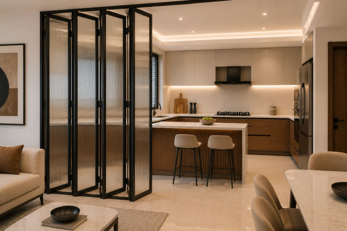 Folding Partition Design For Kitchen with dining