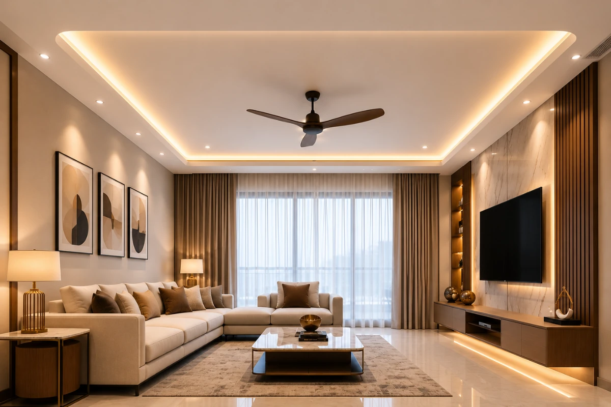 Simple Plus Minus POP Design for Modern Living Room Interiors
