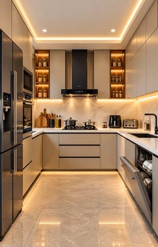 Modular kitchen appliances integrated into modern home interiors by interior designers in Bangalore