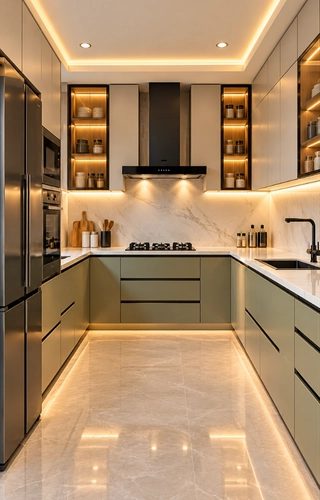 Space saving kitchen interior design by professional home interior designers in Bangalore.